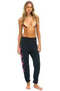 AVIATOR NATION BOLT 4 WOMENS SWEATPANTS - CHARCOAL-NEON PINK