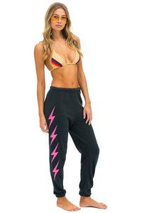 AVIATOR NATION BOLT 4 WOMENS SWEATPANTS - CHARCOAL-NEON PINK