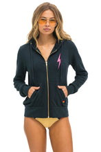 Load image into Gallery viewer, AVIATOR NATION BOLT 2 ZIP HOODIE - CHARCOAL/NEON PINK