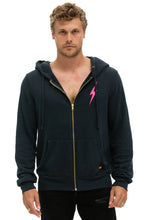 Load image into Gallery viewer, AVIATOR NATION BOLT 2 ZIP HOODIE - CHARCOAL/NEON PINK