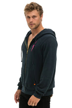 Load image into Gallery viewer, AVIATOR NATION BOLT 2 ZIP HOODIE - CHARCOAL/NEON PINK