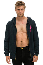 Load image into Gallery viewer, AVIATOR NATION BOLT 2 ZIP HOODIE - CHARCOAL/NEON PINK