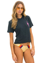 Load image into Gallery viewer, AVIATOR NATION BOLT 2 BOYFRIEND TEE - CHARCOAL/NEON PINK