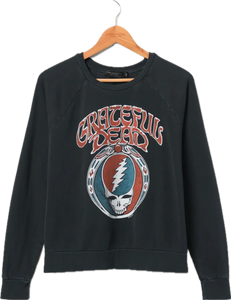 JUNK FOOD CLOTHING WOMEN'S GRATEFUL DEAD SKULL VINTAGE RAGLAN PULLOVER