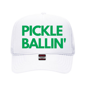 Exclusive SINGER22 Limited Edition Pickle Ballin' Trucker Hat in 6 colorways w Side Embroidered Raquets and Ball