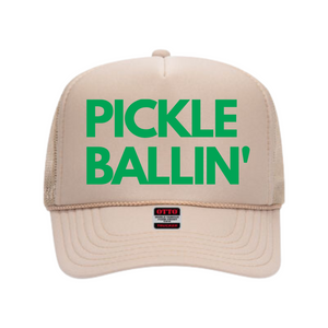 Exclusive SINGER22 Limited Edition Pickle Ballin' Trucker Hat in 6 colorways w Side Embroidered Raquets and Ball