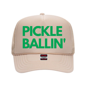 Exclusive SINGER22 Limited Edition Pickle Ballin' Trucker Hat in 3 colorways w Side Embroidered Raquets and Ball