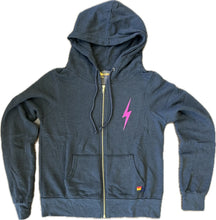 Load image into Gallery viewer, AVIATOR NATION BOLT 2 ZIP HOODIE - CHARCOAL/NEON PINK