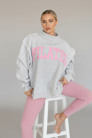 Healing Heels Reversible Pilates / Yoga Sweatshirt in Heather Grey/Pink