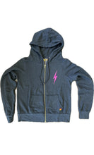 Load image into Gallery viewer, AVIATOR NATION BOLT 2 ZIP HOODIE - CHARCOAL/NEON PINK