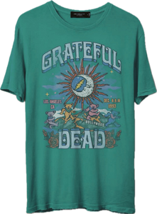 JUNKFOOD CLOTHING UNISEX GRATEFUL DEAD LOS ANGELES  VINTAGE TEE IN COLUMBIA GREEN