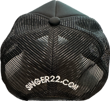 Load image into Gallery viewer, SINGER22 Exclusive California Dreamin’ Black Trucker Hat  with embroidery on sides and back