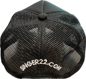 SINGER22 Exclusive California Dreamin’ Black Trucker Hat  with embroidery on sides and back