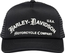 Load image into Gallery viewer, SINGER22 Exclusive Harley Davidson Trucker Hat in Black or Silver With Back Embroidery Ride To Live , Live To Ride