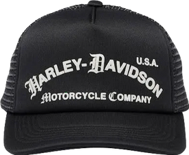 SINGER22 Exclusive Harley Davidson Trucker Hat in Black or Silver With Back Embroidery Ride To Live , Live To Ride