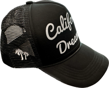 Load image into Gallery viewer, SINGER22 Exclusive California Dreamin’ Black Trucker Hat  with embroidery on sides and back
