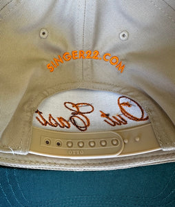 Exclusive SINGER22 Limited Edition OUT EAST 5 Panel Mid Profile Baseball Cap Dark Green/Khaki