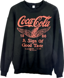 JUNKFOOD COCA COLA A SIGN OF GOOD TASTE BLACK UNISEX CREW SWEATSHIRT