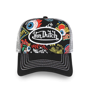 VON DUTCH CLASSIC JAX PSYCHO BLACK ALL-OVER-PRINT-TRUCKER