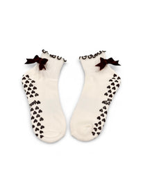 SINGER22 Exclusive Healing Heels Velvet Chocolate Bow Grip Socks