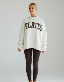 Healing Heels Reversible Pilates / Yoga Sweatshirt in ASH GREY/BROWN
