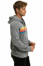 Load image into Gallery viewer, AVIATOR NATION 5 STRIPE UNISEX HOODIE - HEATHER GREY // NEON RAINBOW