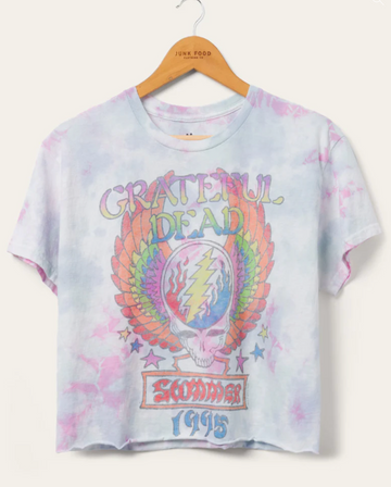 JUNKFOOD CLOTHING WOMEN'S GRATEFUL DEAD WINGED SKULL FLEA MARKET CROP TEE