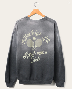 JUNKFOOD CLOTHING UNISEX MILLER HIGH LIFE SPORTSMAN'S CLUB TABLE TENNIS TEAM FLEA MARKET FLEECE