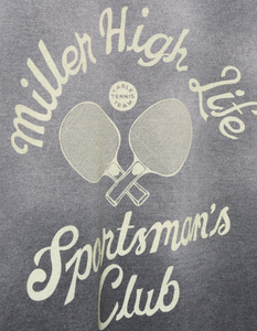 JUNKFOOD CLOTHING UNISEX MILLER HIGH LIFE SPORTSMAN'S CLUB TABLE TENNIS TEAM FLEA MARKET FLEECE