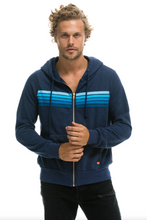 Load image into Gallery viewer, Aviator Nation 5 Stripe Zip Unisex Hoodie in NAVY // BLUE
