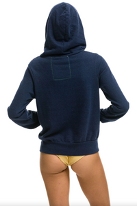 Aviator Nation 5 Stripe Zip Unisex Hoodie in NAVY // BLUE