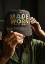 Load image into Gallery viewer, MADEWORN &quot;SCHOOL OF ART&quot; TRUCKER HAT IN BLACK
