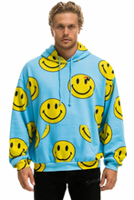Load image into Gallery viewer, AVIATOR NATION UNISEX SMILEY REPEAT RELAXED PULLOVER HOODIE - SKY