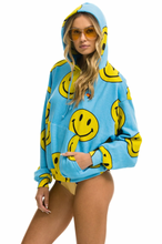 Load image into Gallery viewer, AVIATOR NATION UNISEX SMILEY REPEAT RELAXED PULLOVER HOODIE - SKY