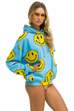 Load image into Gallery viewer, AVIATOR NATION UNISEX SMILEY REPEAT RELAXED PULLOVER HOODIE - SKY