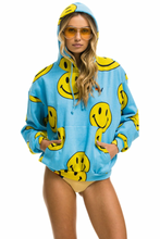 Load image into Gallery viewer, AVIATOR NATION UNISEX SMILEY REPEAT RELAXED PULLOVER HOODIE - SKY