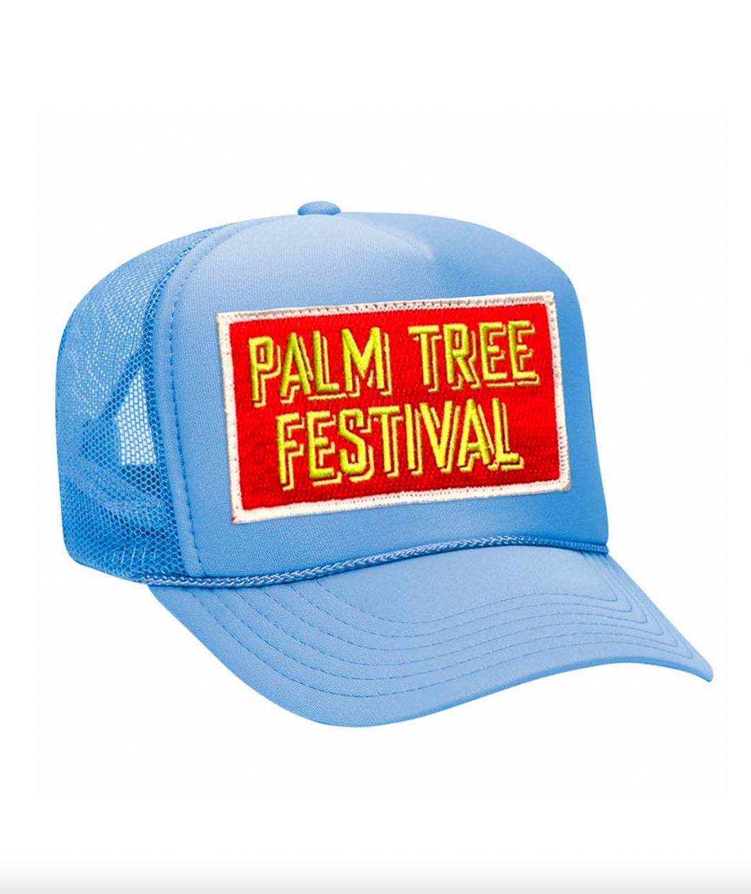 AVIATOR NATION PALM TREE FESTIVAL ASPEN 2023 VINTAGE LOW RISE TRUCKER - LIGHT BLUE