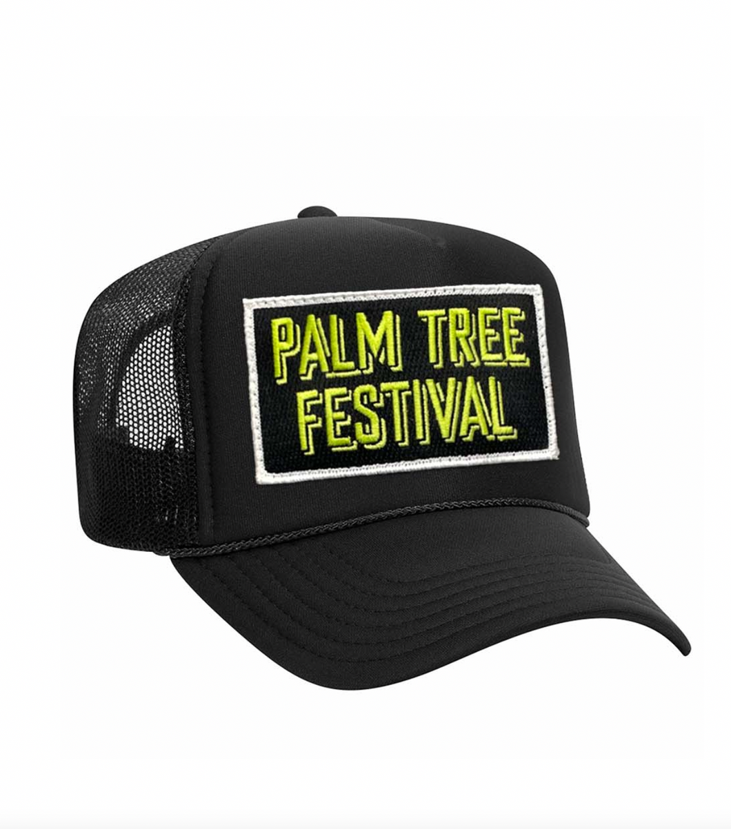 AVIATOR NATION PALM TREE FESTIVAL ASPEN 2023 VINTAGE LOW RISE TRUCKER -BLACK