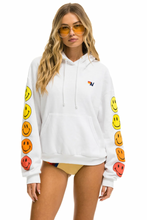 Load image into Gallery viewer, AVIATOR NATION SMILEY SUNSET UNISEX RELAXED PULLOVER HOODIE - WHITE