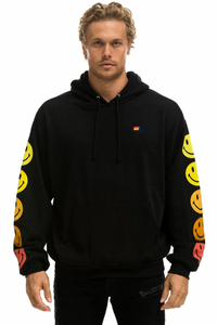 AVIATOR NATION SMILEY SUNSET UNISEX RELAXED PULLOVER HOODIE - BLACK