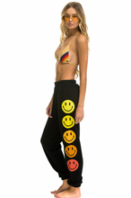 Load image into Gallery viewer, AVIATOR NATION SMILEY SUNSET WOMENS SWEATPANTS - BLACK
