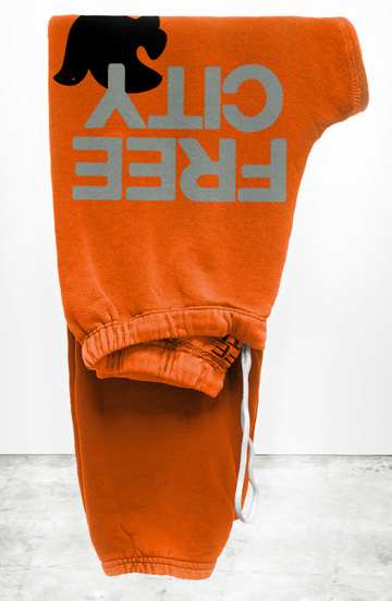 FREE CITY UNISEX LARGE SWEATPANT - ORANGE MACHINE