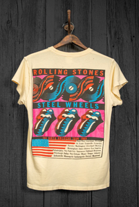 MADEWORN ROLLING STONES STEEL WHEELS '89 UNISEX TEE IN MELLOW YELLOW