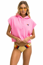 Load image into Gallery viewer, AVIATOR NATION LOGO EMBROIDERY SLEEVELESS RELAXED CROPPED PULLOVER HOODIE - NEON PINK