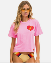 Load image into Gallery viewer, AVIATOR NATION BOLT HEART BOYFRIEND TEE - NEON PINK