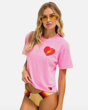 Load image into Gallery viewer, AVIATOR NATION BOLT HEART BOYFRIEND TEE - NEON PINK