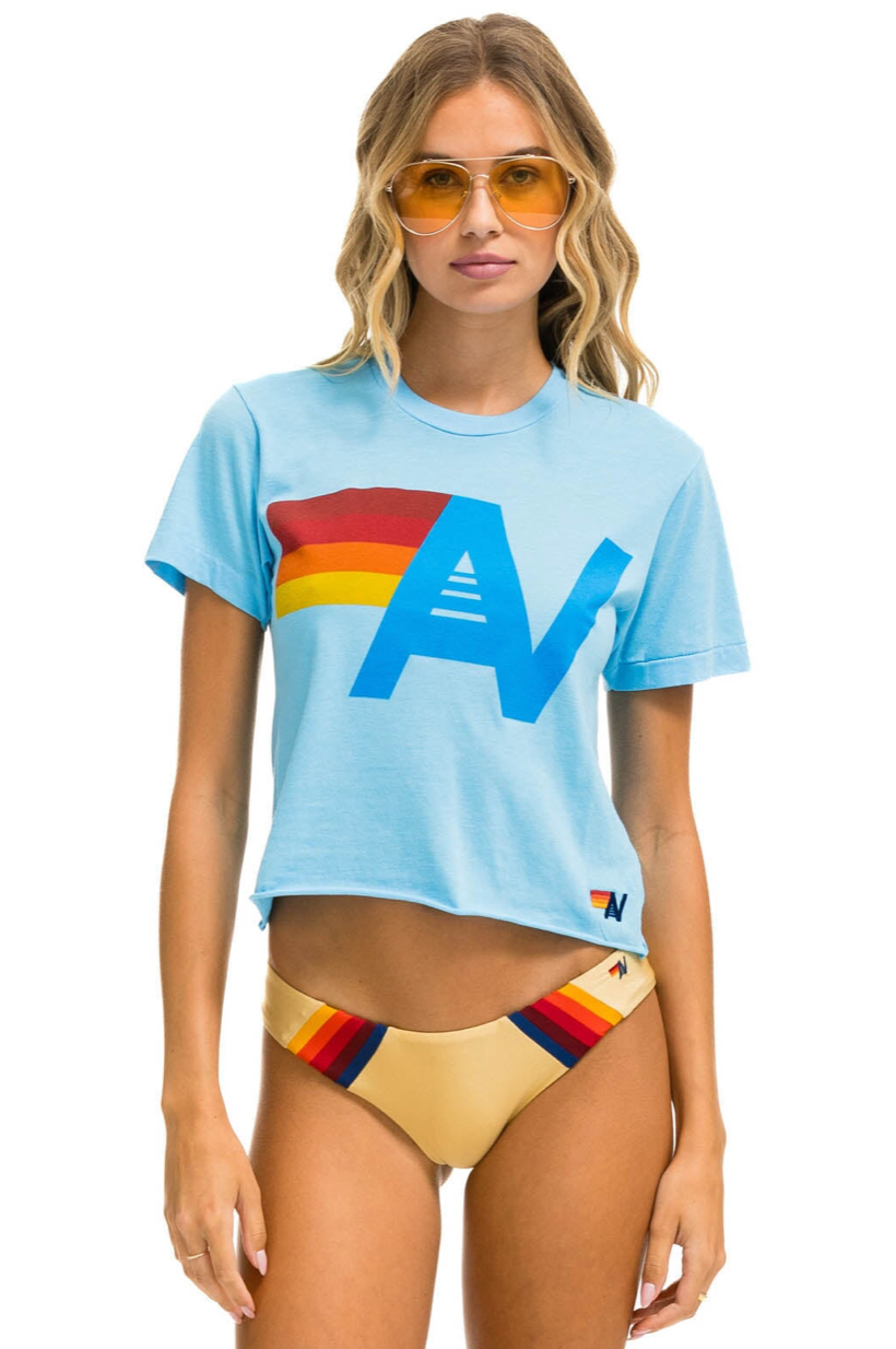 AVIATOR NATION WOMEN'S LOGO BOYFRIEND TEE - SKY