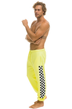 Load image into Gallery viewer, Aviator Nation MENS  CHECK LEG SWEATPANTS - NEON YELLOW