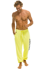 Load image into Gallery viewer, Aviator Nation MENS  CHECK LEG SWEATPANTS - NEON YELLOW