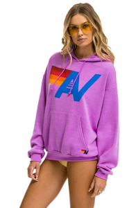 AVIATOR NATION UNISEX LOGO PULLOVER RELAXED HOODIE - NEON PURPLE